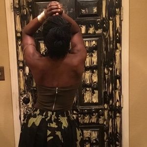 camouflage wide legged pants w/ halter top
